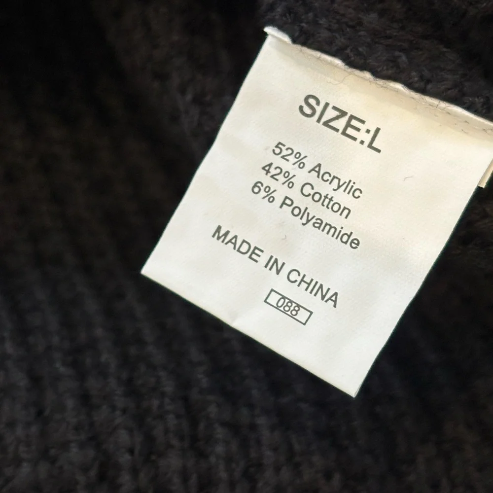 Men's J.MIEER Black Waffle Knit Crewneck Sweater- L
